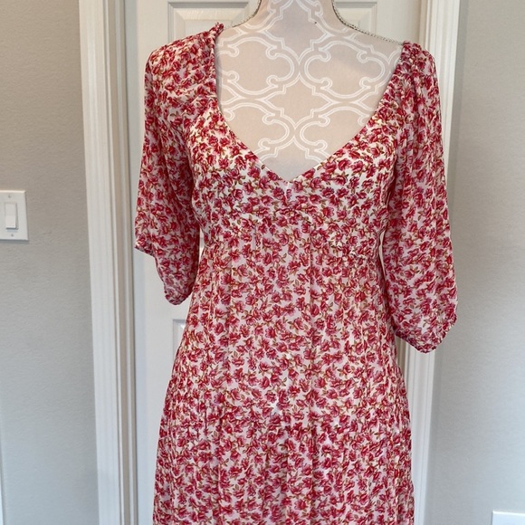 Code X Mode Red Floral Maxi Shirt Dress Red Size Small EUC Coquette - Picture 10 of 16
